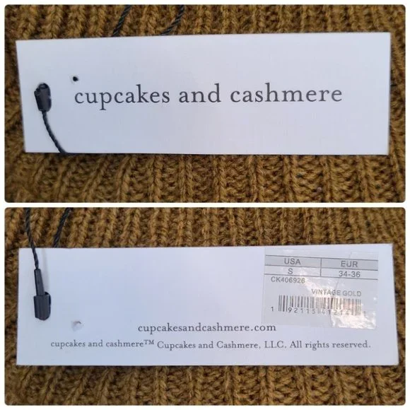 Cupcakes and Cashmere Griffith Vintage Gold Green Chunky Knit Sweater Small - Picture 12 of 15